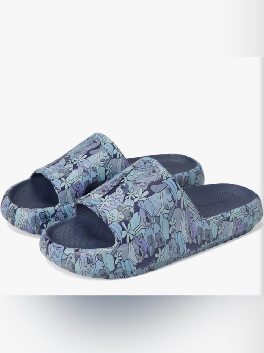 Skechers Blue Floral & Character Print Slide Sandals